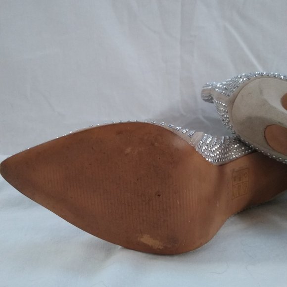 Aldo Champagne Crystal Embellished Pointed Toe Ankle Booties - Picture 4 of 10